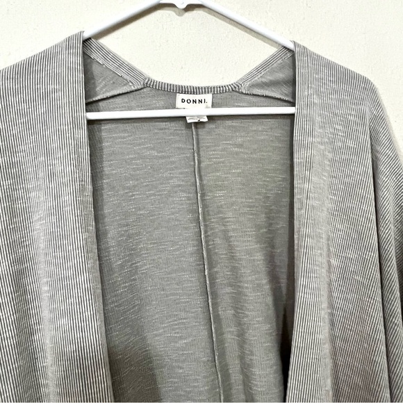 Anthropologie DONNI Longline pinstripes Grandmacore open front cardigan OS women - Picture 4 of 11